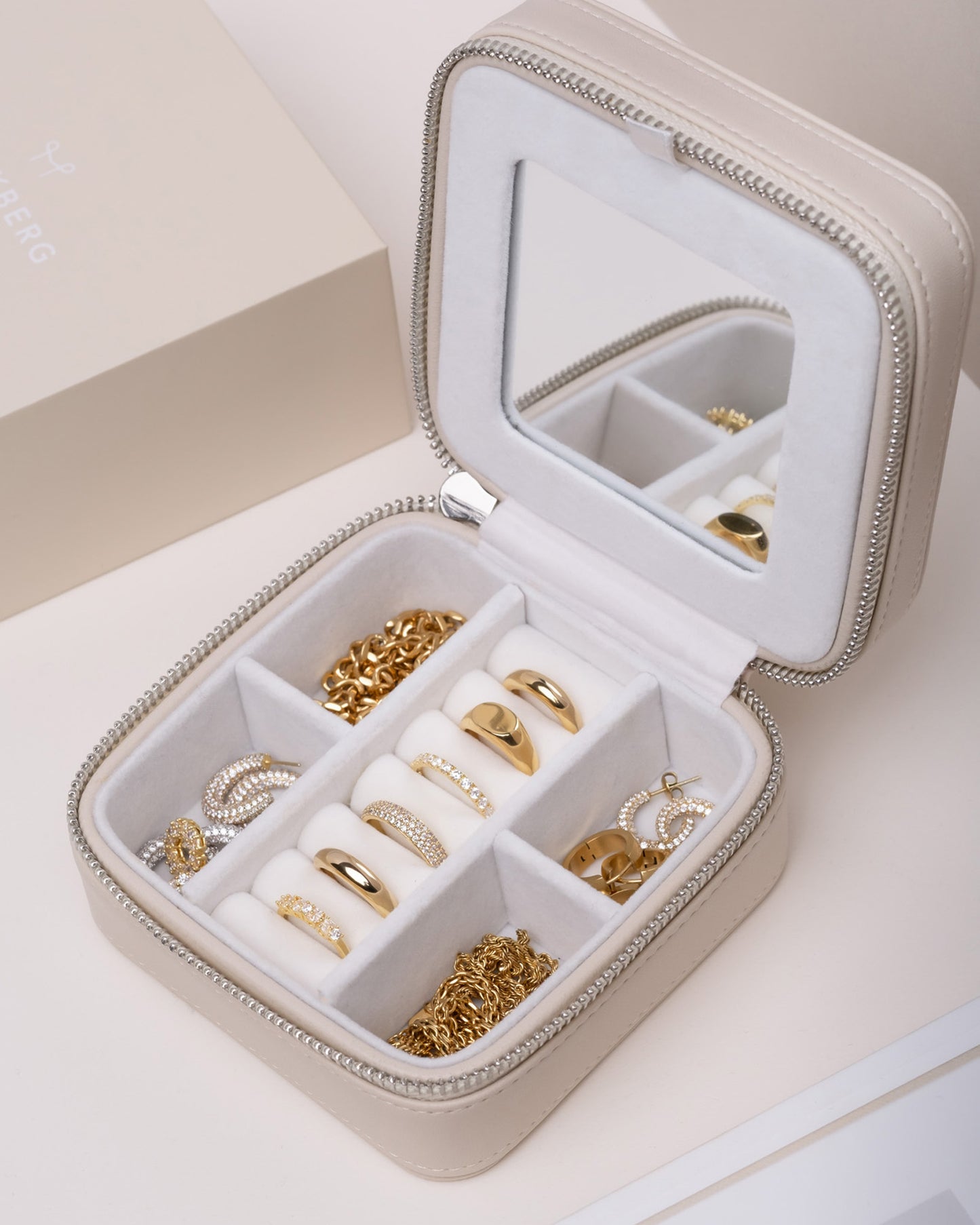 Jewelry Case Box Small Beige