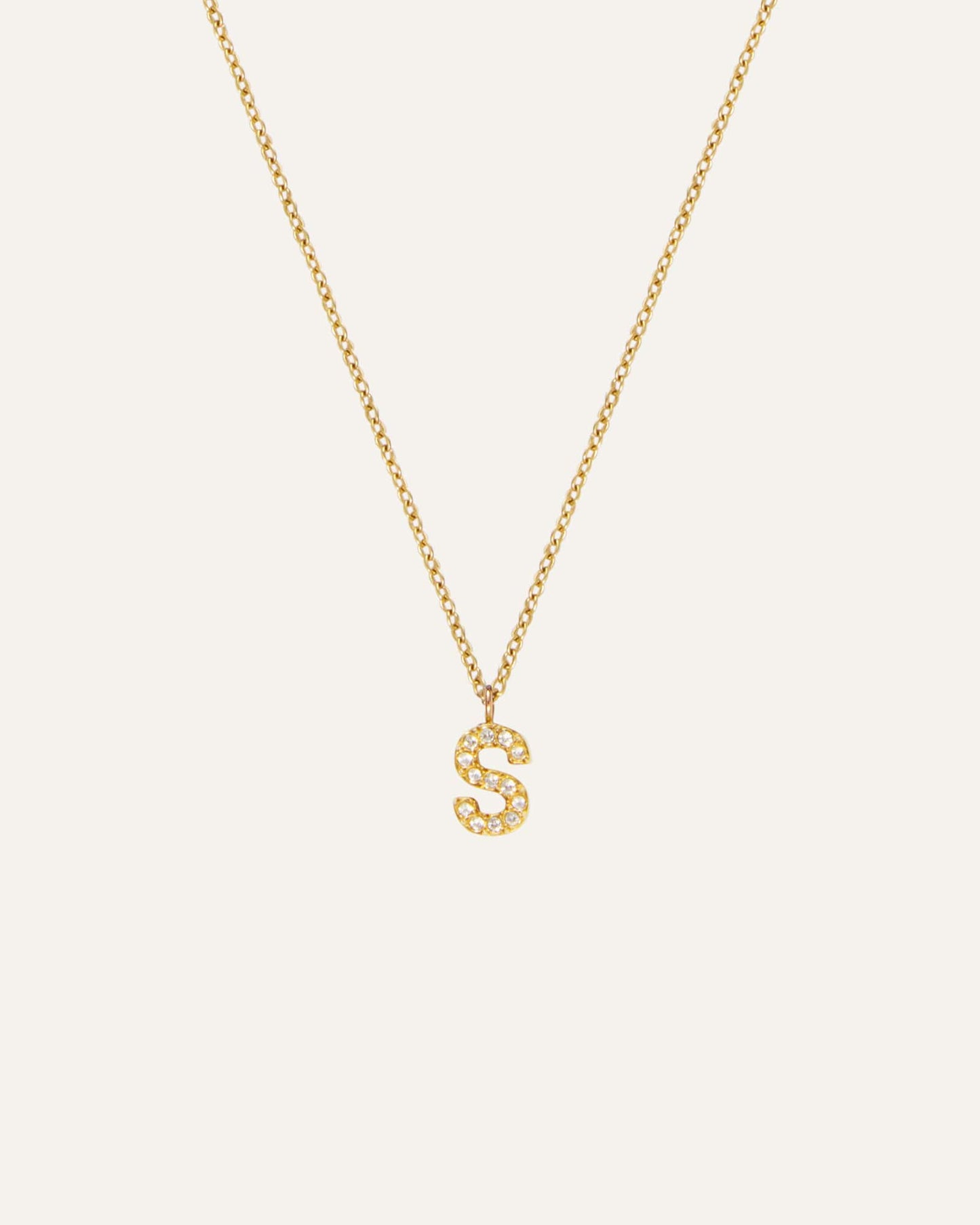 Petite Stone Letter Gold Necklace