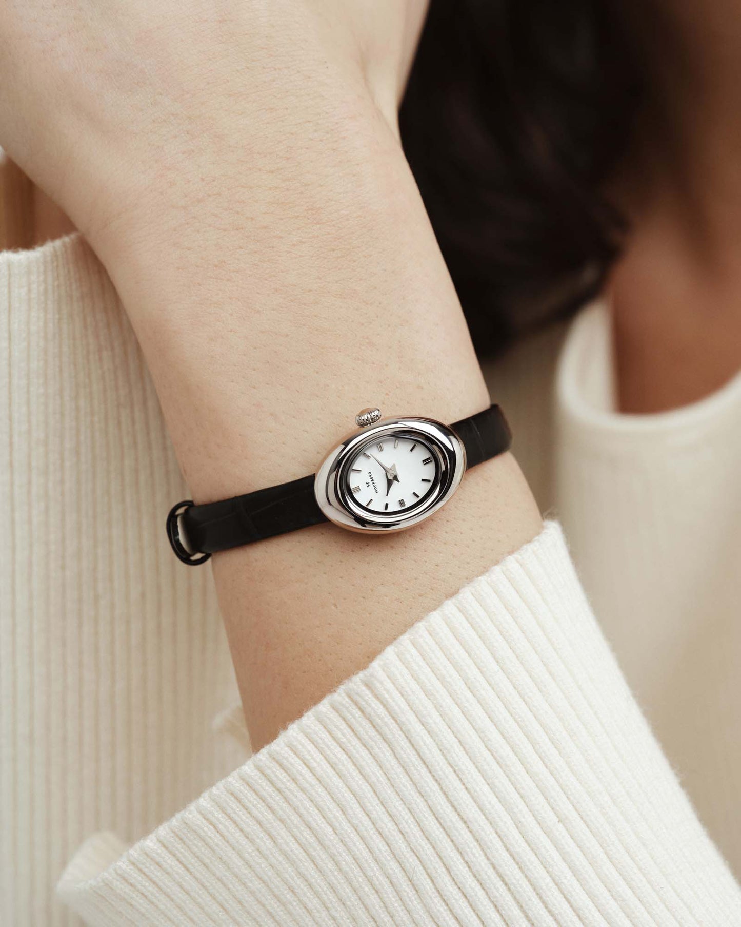 Belle Oval Petite Leather  Watch