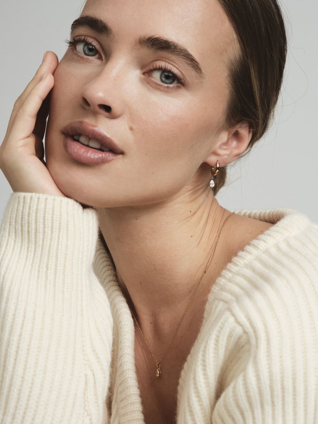 Belle White Hoop Earrings