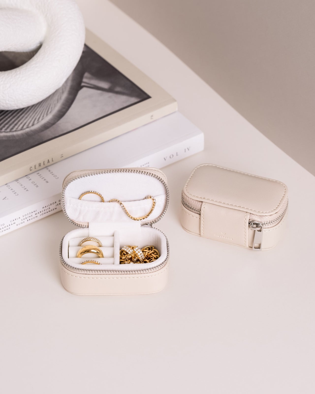 Jewelry Case Box Mini Beige