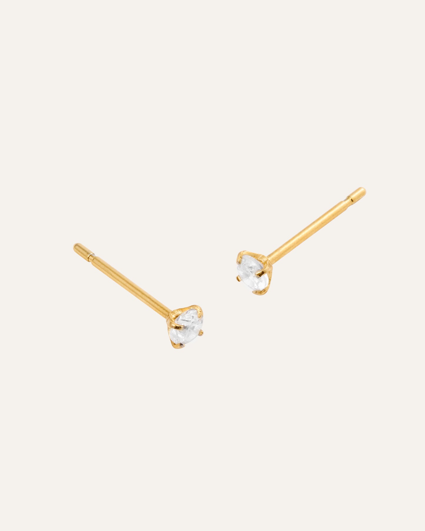 Jolie Gold Small Studs - White