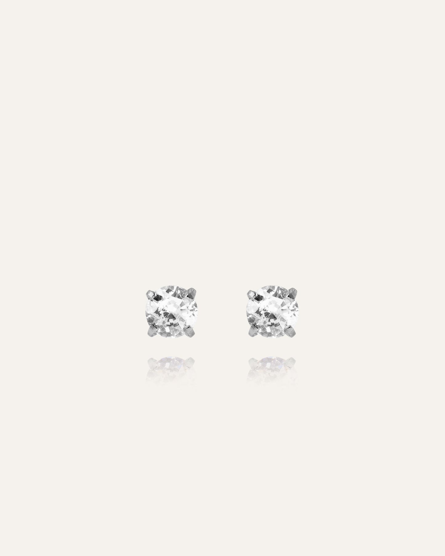 Jolie Silver Small Studs - White