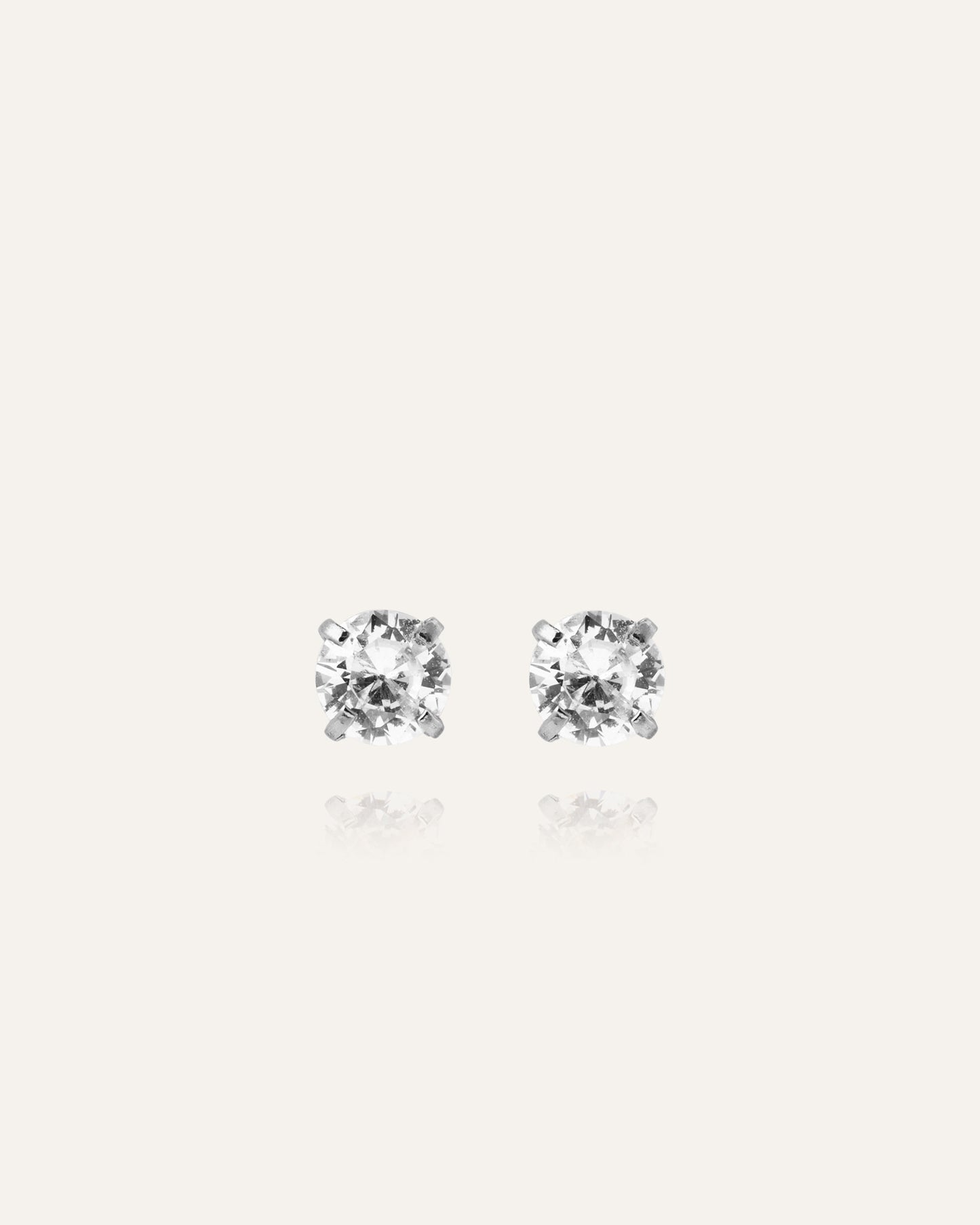 Jolie Silver Medium Studs - White