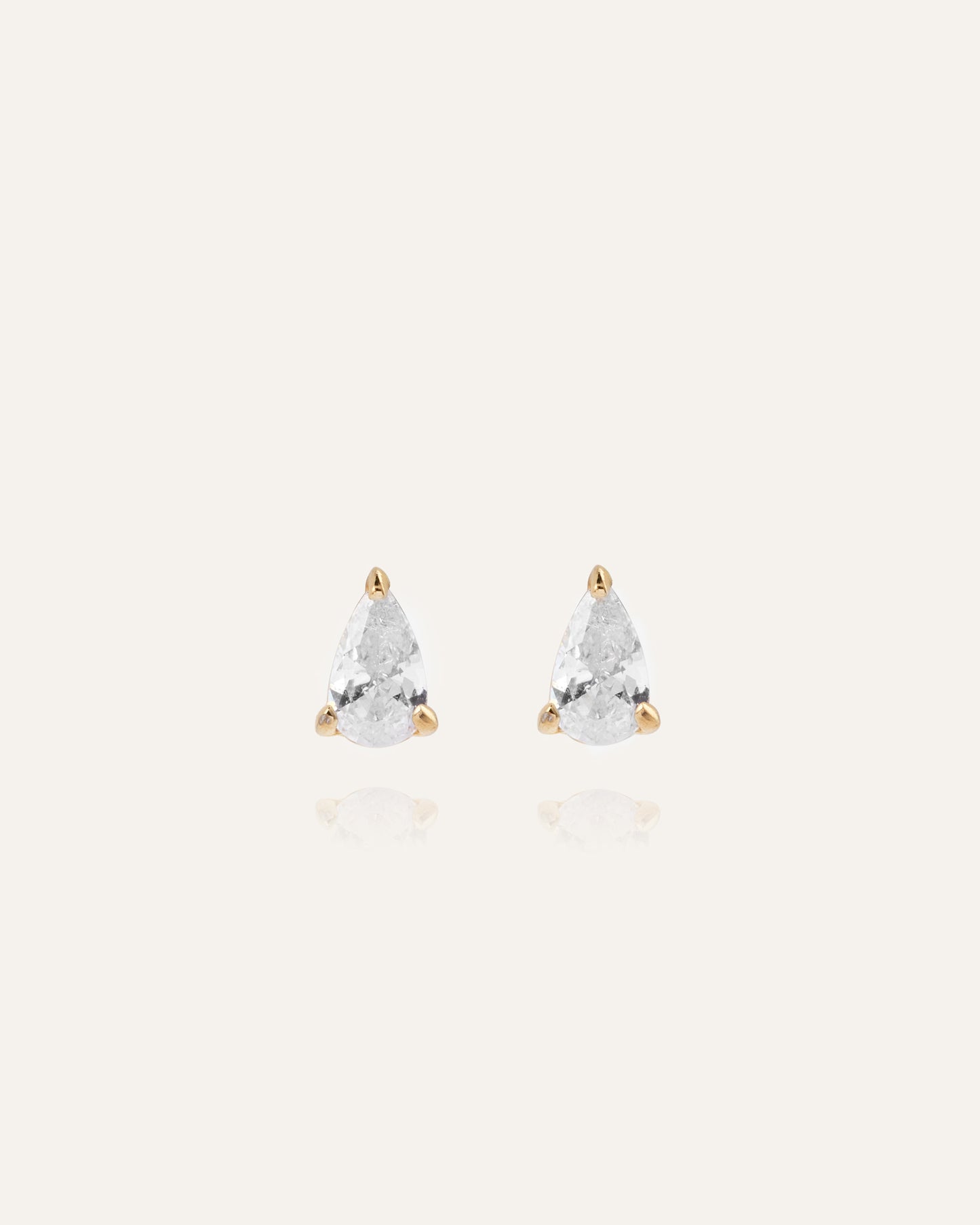 Belle Gold Small Studs - White