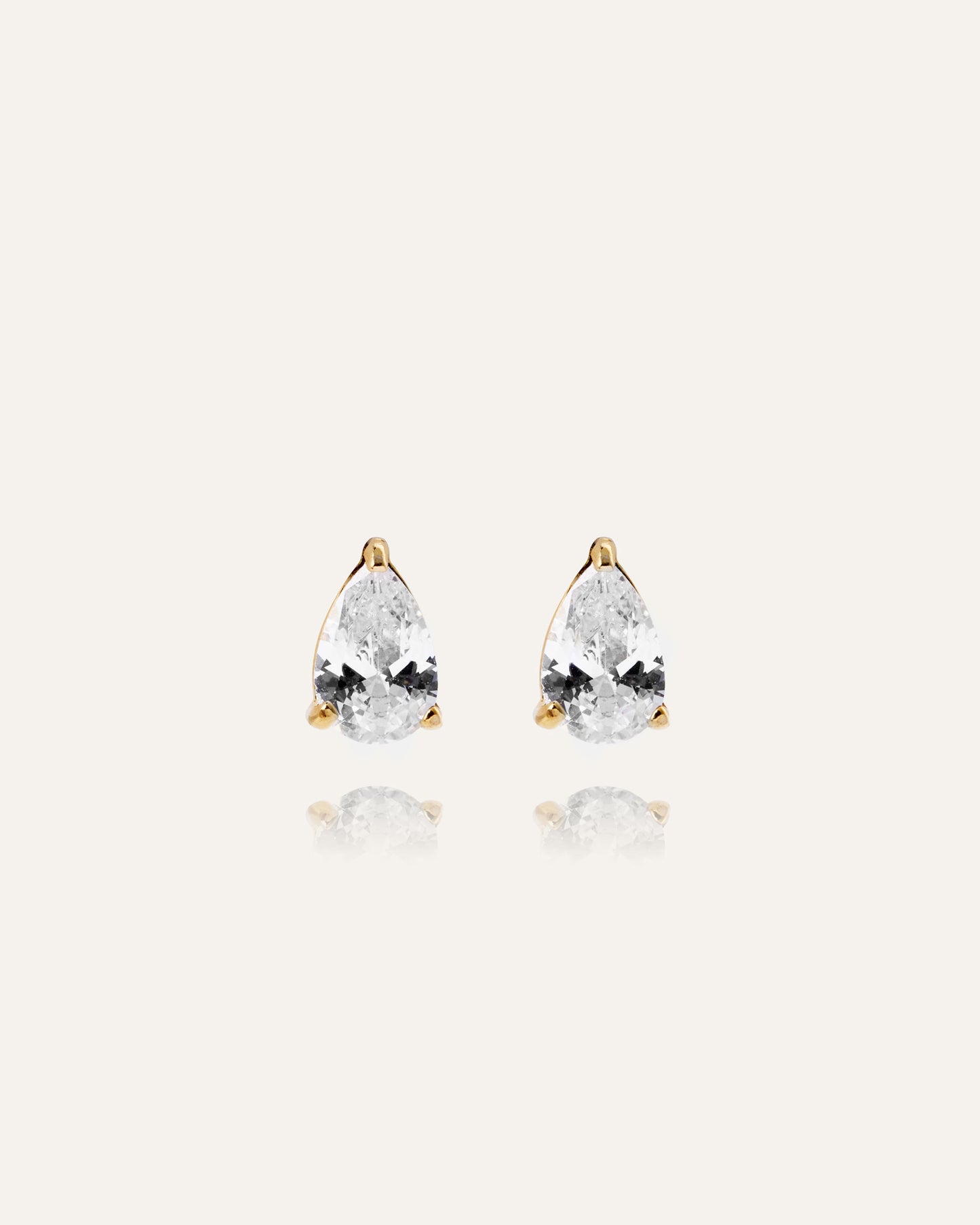 Belle Gold Medium Studs - White