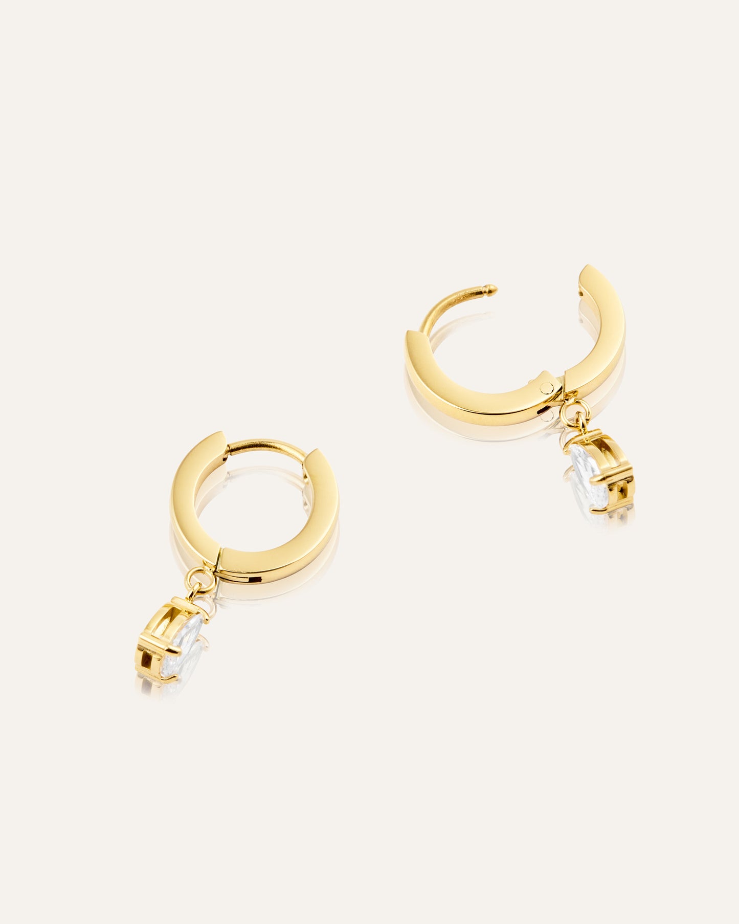 Belle Gold Hoops - White