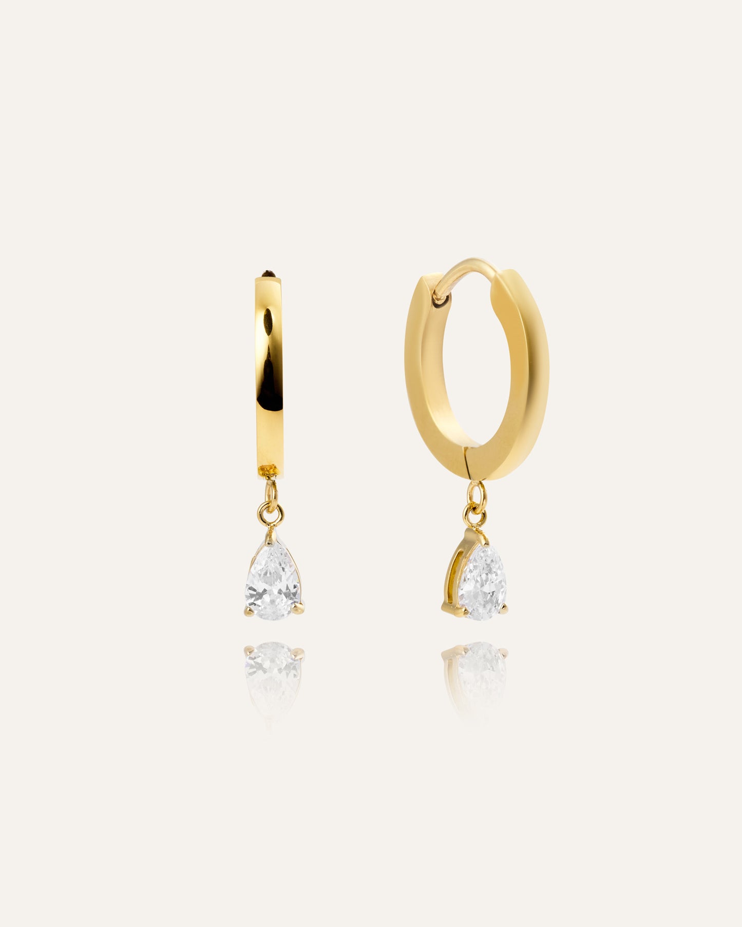 Belle Gold Hoops - White