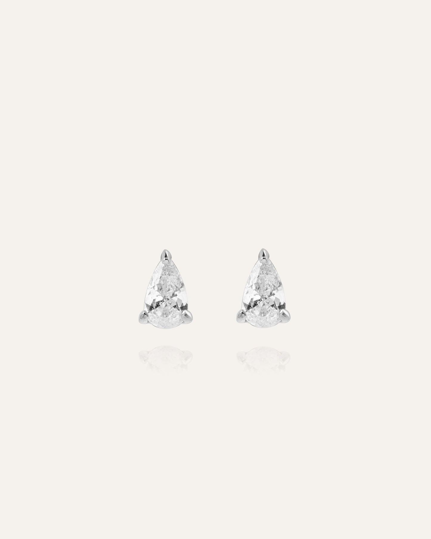 Belle Silver Small Studs - White