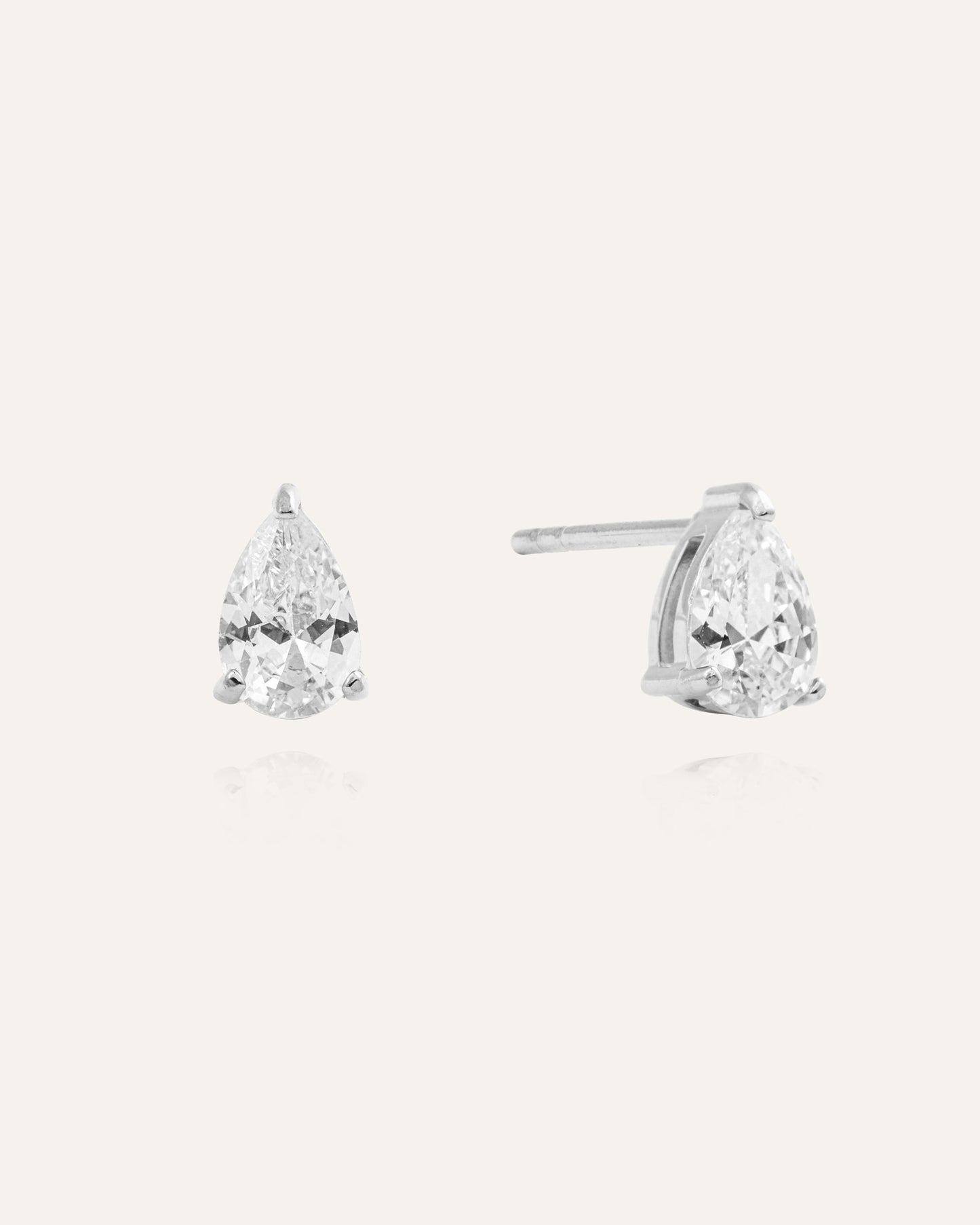 Belle Silver Medium Studs - White