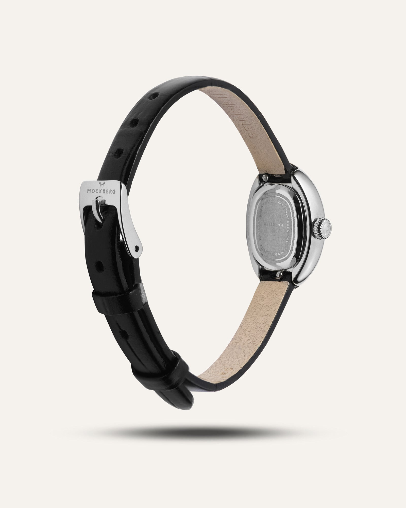 Belle ovale Petite-Uhr mit Lederarmband