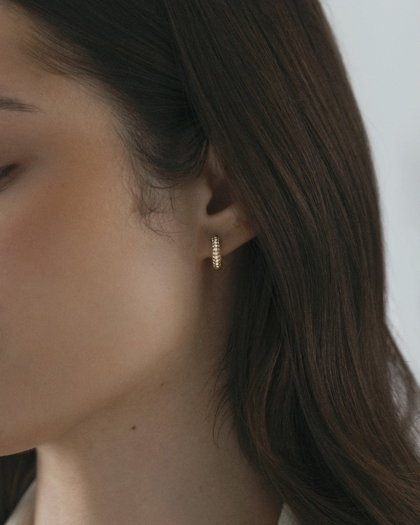 Pavé everyday small gold hoops