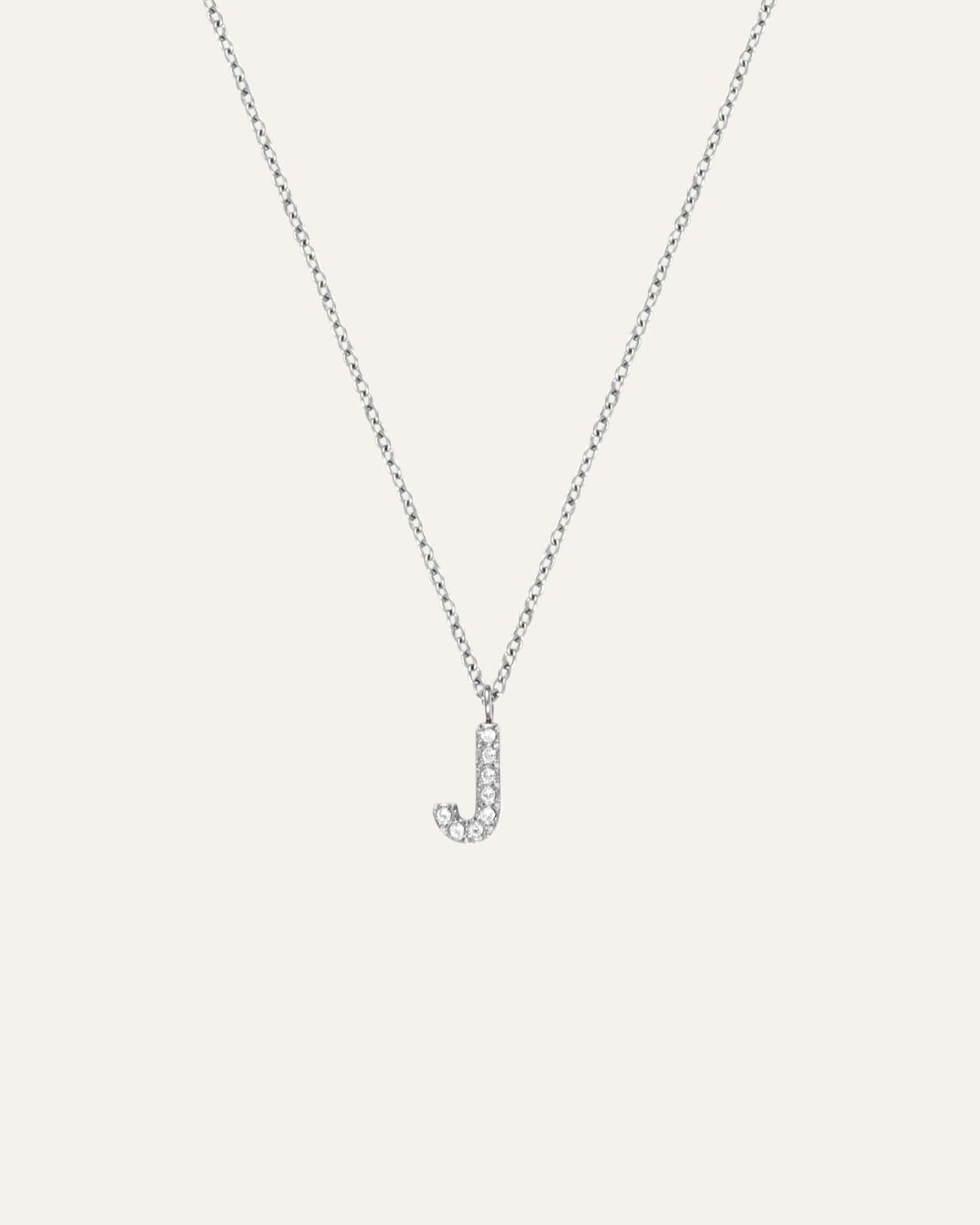 Petite Stone Letter Silver Necklace