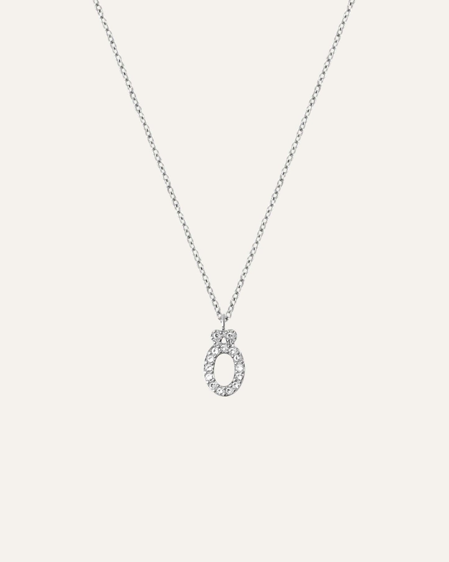 Petite Stone Letter Silver Necklace