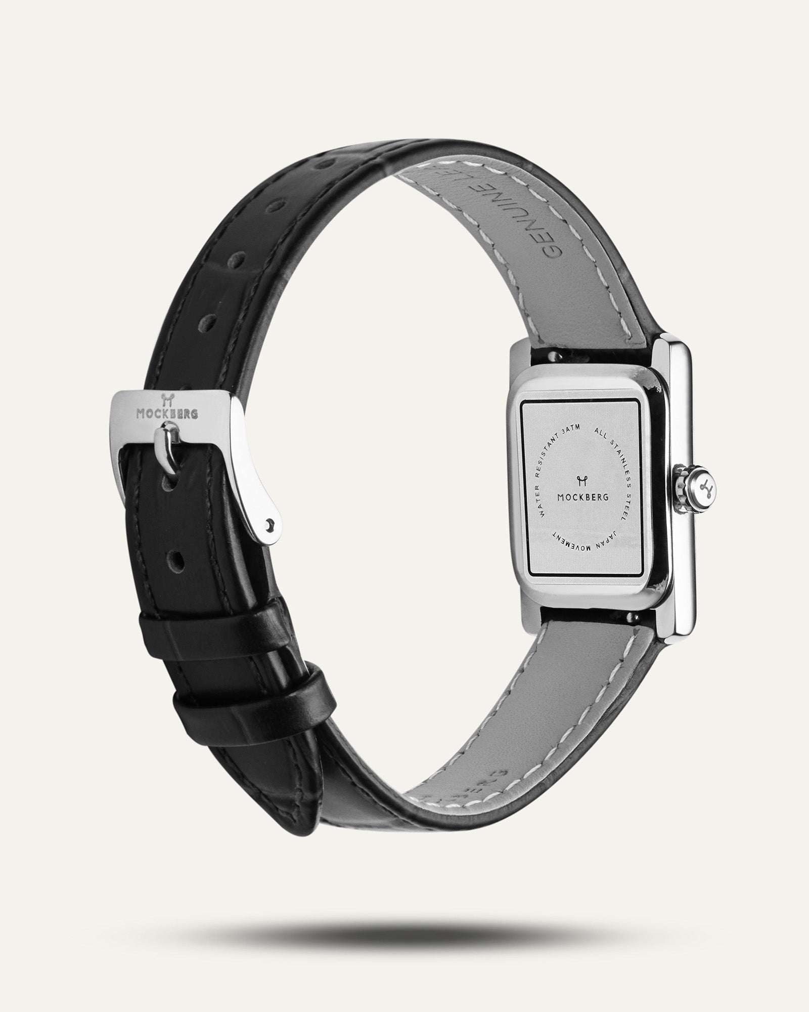 Zeitlose Uhr mit schwarzem Lederarmband