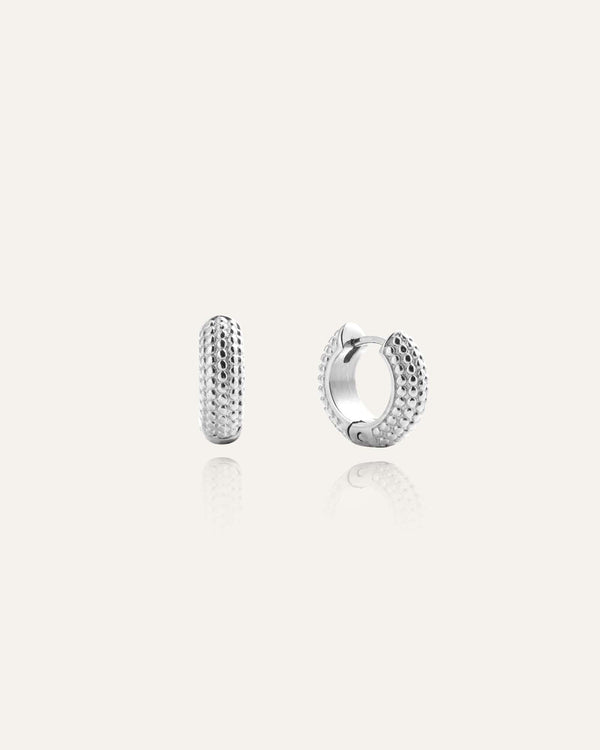 Beaded Hoops Silver Small