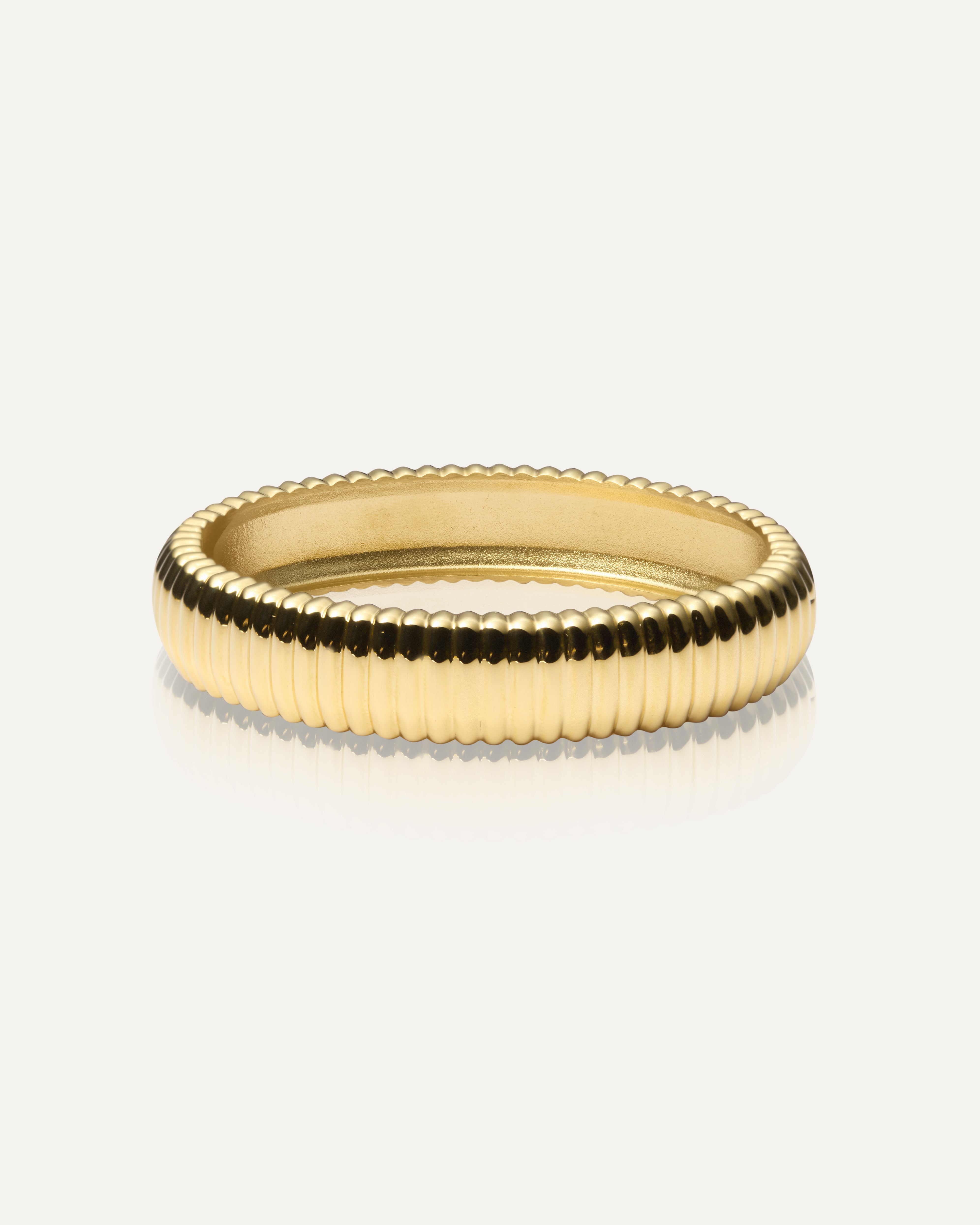 Gold Rib Textured Bangle Retro Ribbed Gold Bangle – Mockberg