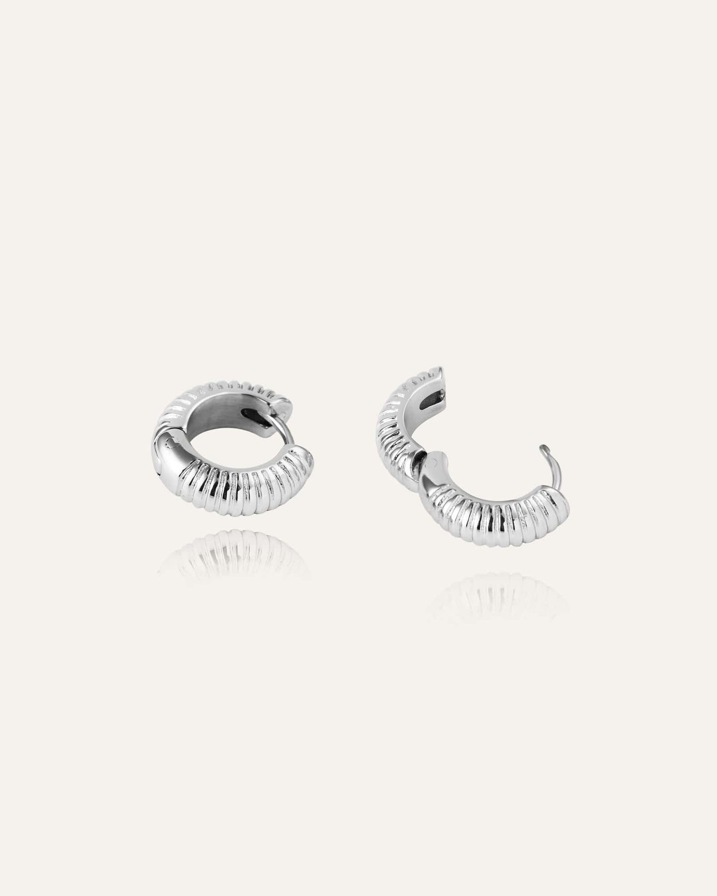 Ribbed Hoops Silver Small