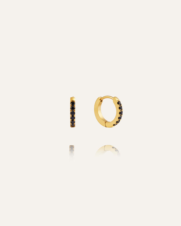 Shiny Noir Gold Hoops Small