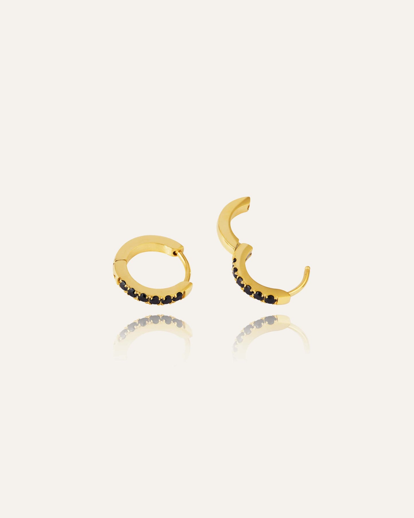 Shiny Noir Gold Hoops Small