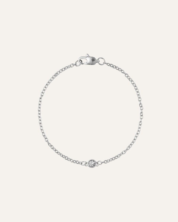 Thin Diamond Bracelet Silver