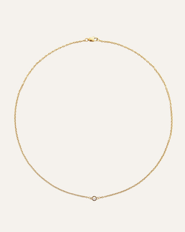 Thin diamond necklace gold