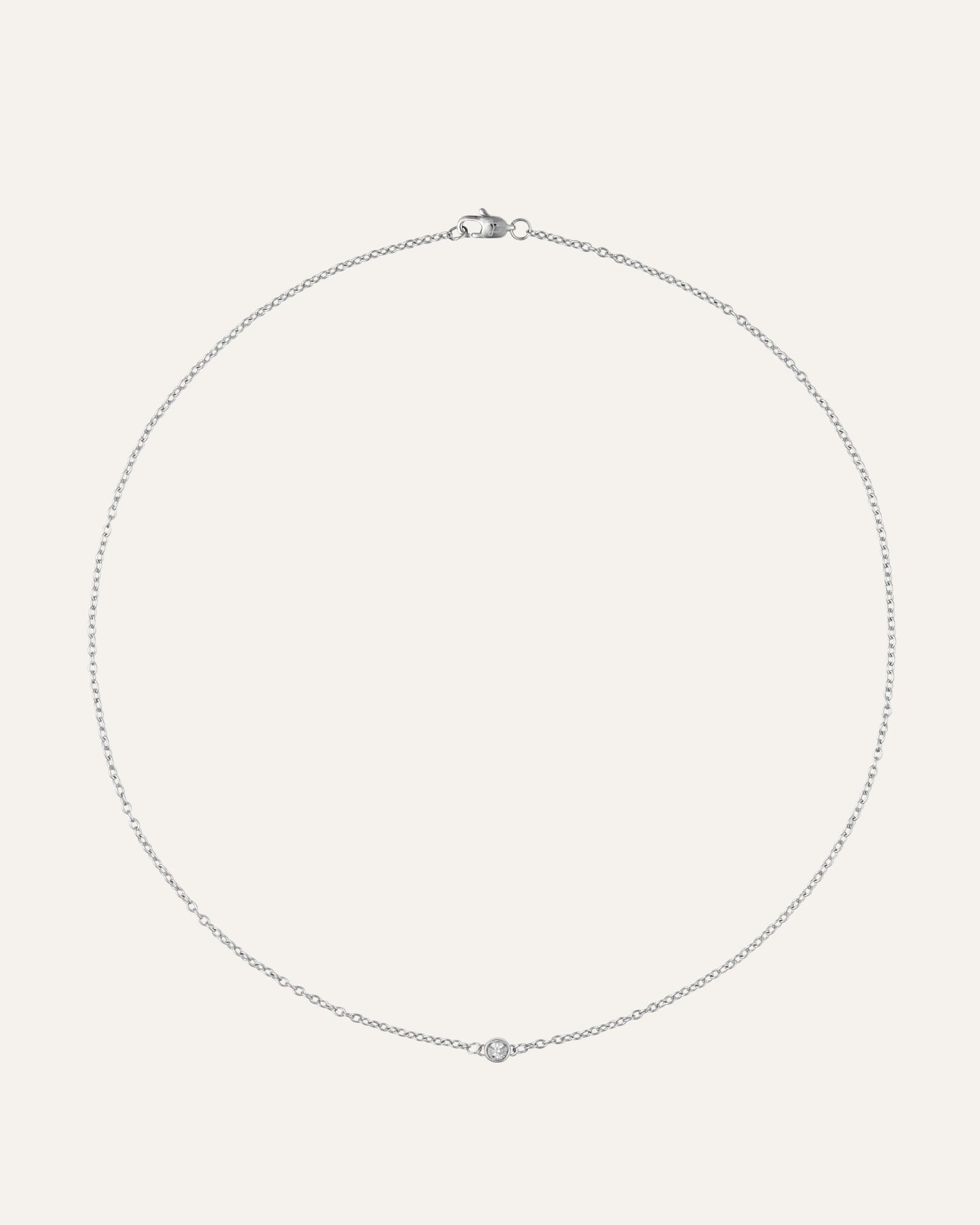 Thin diamond necklace silver