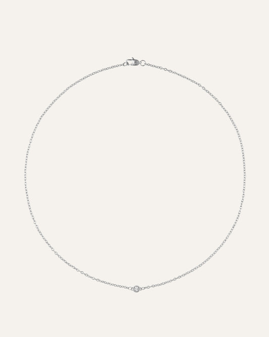Thin diamond necklace silver