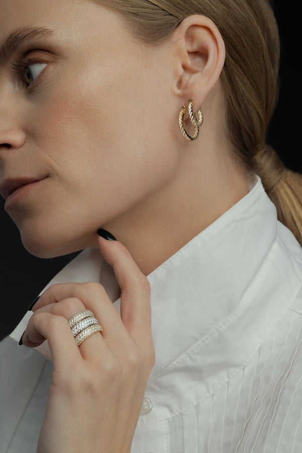Lunar Earrings Gold/White