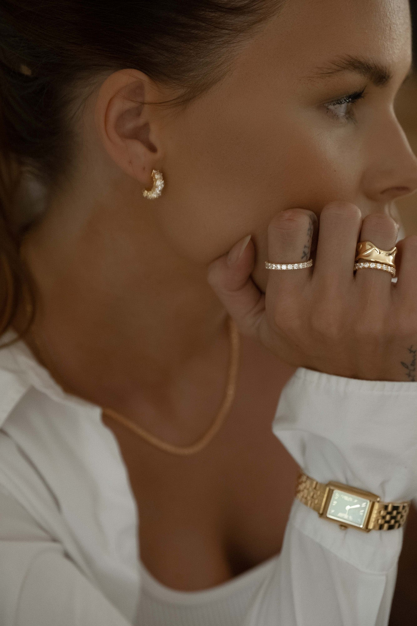 Elipse Ring Gold/White